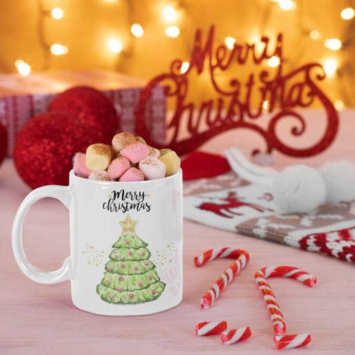 Personalised Christmas Tree Mug - Add Name