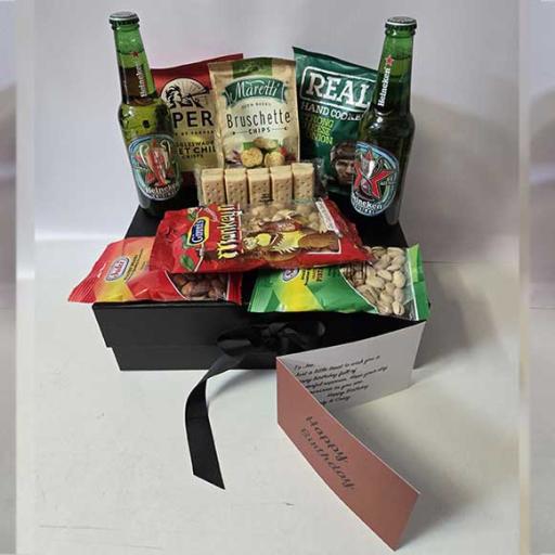 Luxury Heineken Beer Bottles and Snacks Hamper with Personalised Card