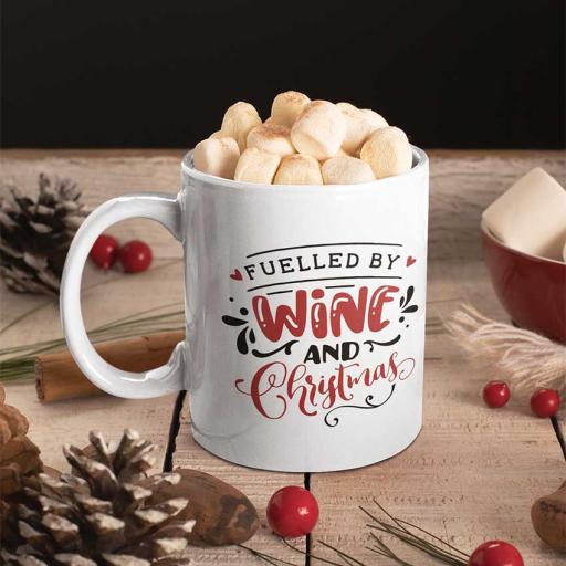 Fuelled By Wine And Christmas  - Personalised Christmas Mug