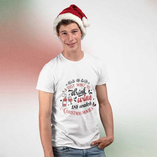 Personalised "I Just Want to Drink Wine and Watch Christmas Movies" t-Shirt