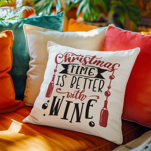 Personalised 'Christmas Time is Better With Wine' Cushion