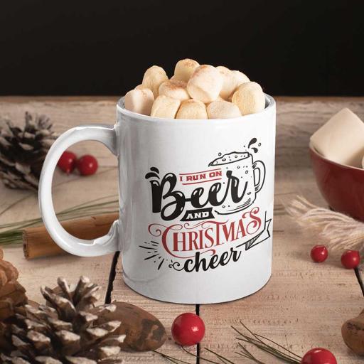 I Run on Beer and Christmas Cheer - Personalised Christmas Mug