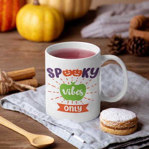 Personalised 'Spooky Vibes Only' Halloween Mug