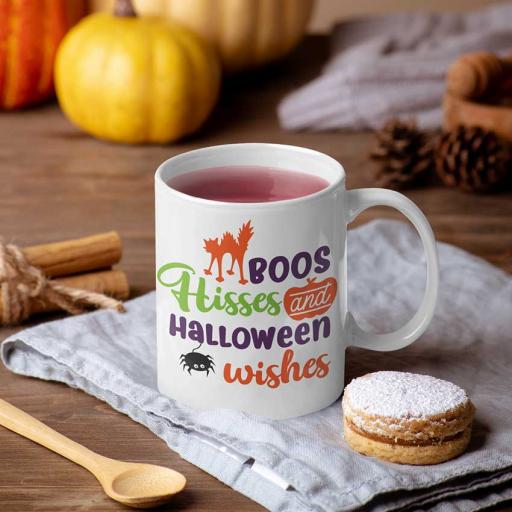 Personalised 'Boos, Hisses & Halloween Wishes' Halloween Mug