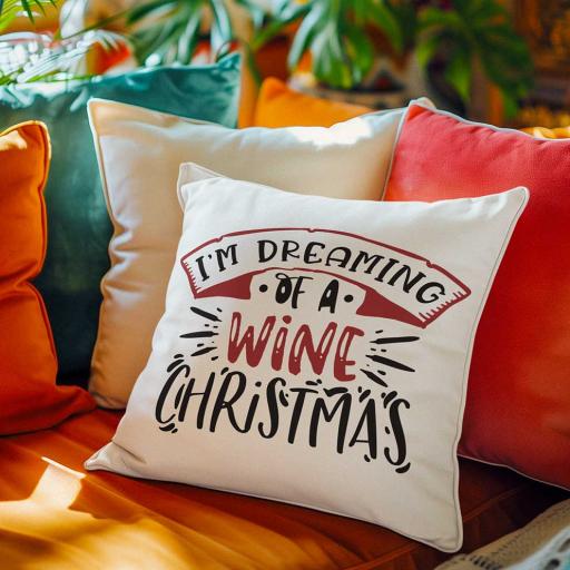 Personalised 'I'm Dreaming of a Wine Christmas' Cushion