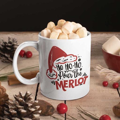 Ho Ho Ho Pour The Merlot - Personalised Christmas Mug