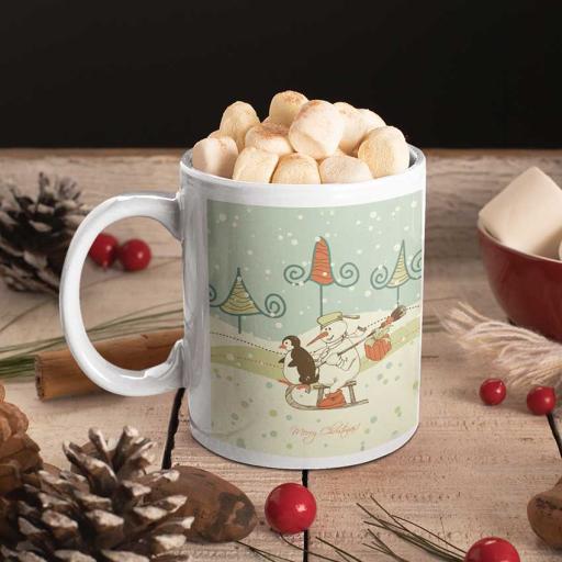 Personalised Snowman & Penguin Christmas Mug