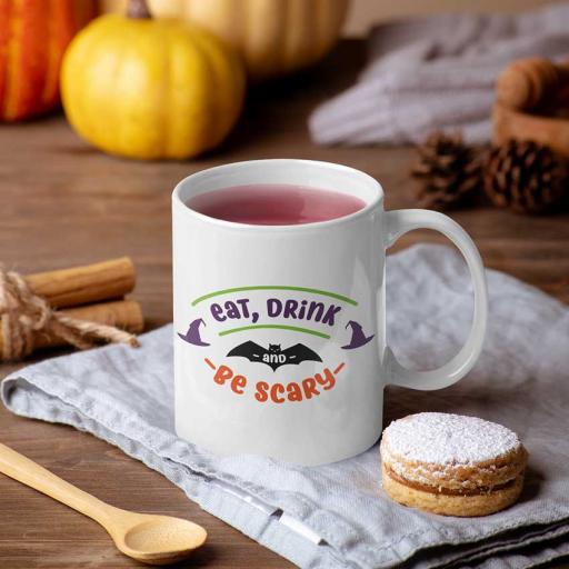 Personalised 'Eat, Drink and Be Scary' Mug