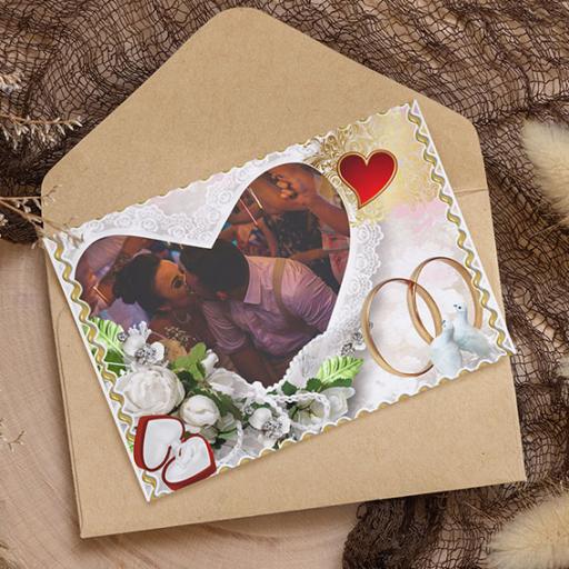 Personalised Photo Heart Folded Card