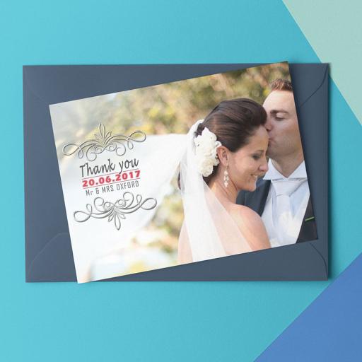 Personalised Thank You Wedding Folded Card - Upload Photo