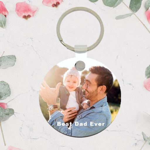 Personalised Round Photo & Text Keyring