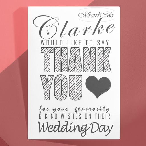 Personalised Wedding 'Thank You' Card - Add Names