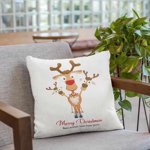 Personalised Rudolph Christmas Cushion