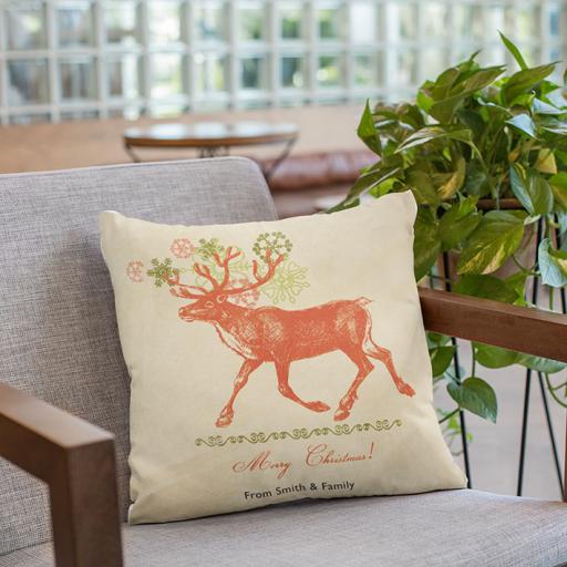 Personalised Red Reindeer Christmas Cushion