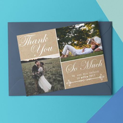 Personalised Thank You Folded Card - Add Photos & Text