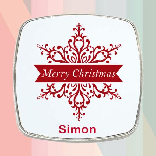 Red Snowflake - Personalised Fridge Magnet