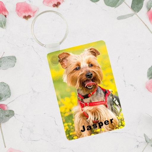 Personalised Rectangular Photo & Text Keyring