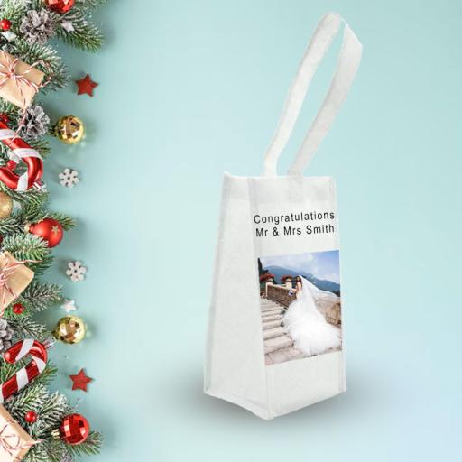 Personalised Photo & Text Wine Tote Bag