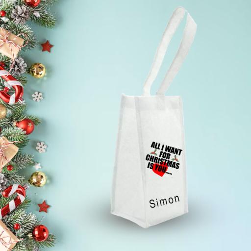 All I Want for Christmas is You - Personalised Wine Tote Bag