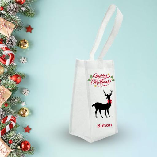 Christmas Reindeer - Personalised Wine Tote Bag